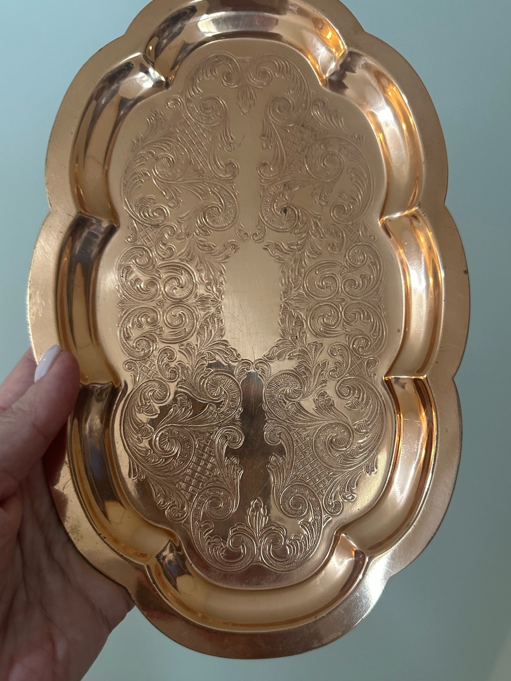 Vintage Coppercraft Guild Copper Tray Engraved Vanity Tray MCM